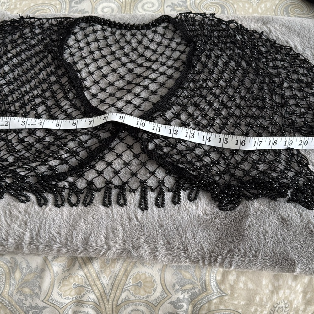 Black beaded shrug  bolero with Honeycomb Pattern - Picture 5 of 7